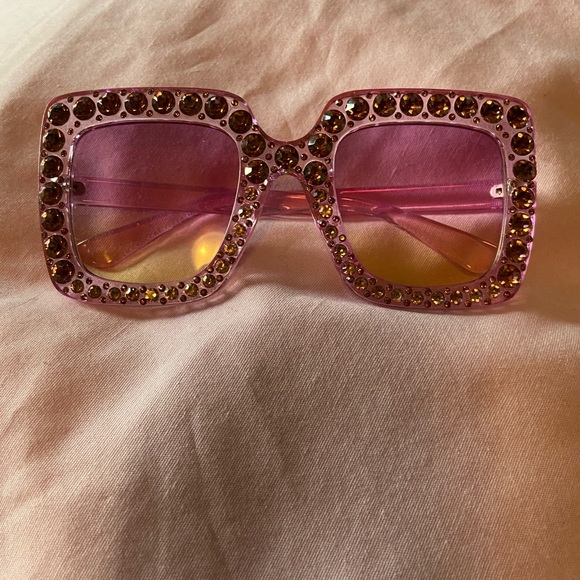 Hot Pink Rginestone Sunglasses - Picture 2 of 2